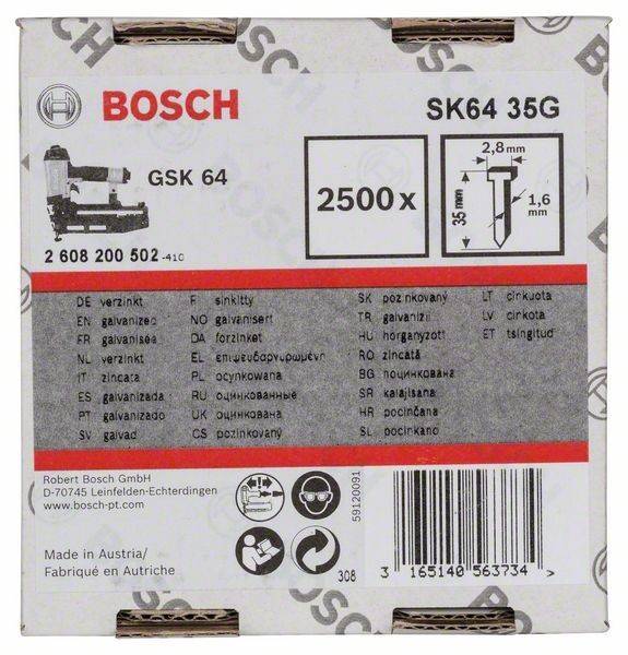 Senkkopf-Stift SK64 35G, 1,6 mm, 35 mm, verzinkt, 2500er-Pack-1