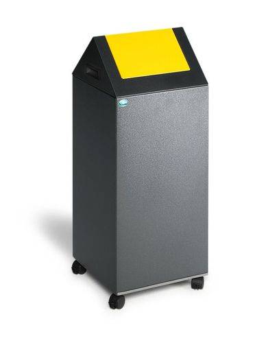 Selbstlöschender Wertstoffsammler - Kopfteil spitz - 43 l - antik-silber/blau - Höhe 600 mm - Abfallbehälter-1