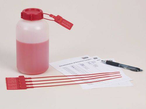 Weithalsflasche aus HDPE, plombierbar für erhöhte Sicherheit, 250 ml, VE = 48 Stück-0