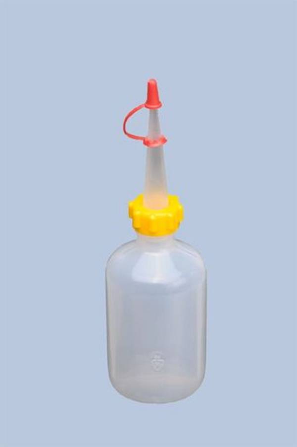 Dosierflasche aus Kunststoff, Volumen 100 ml, rund naturfarbend, VE = 30 Stück
