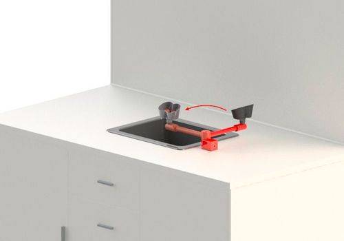 Augendusche mit 2 Brauseköpfen, horizontal schwenkbar, Tischmontage rechts neben dem Becken, DVGW-2