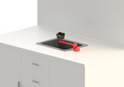 Augendusche mit 2 Brauseköpfen, horizontal schwenkbar, Tischmontage rechts neben dem Becken, DVGW-3