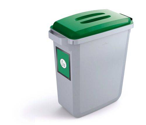 Wertstoffsammler aus Polyethylen (PE), 60 Liter, grau, grüner Deckel, mit Info-Rahmen-0