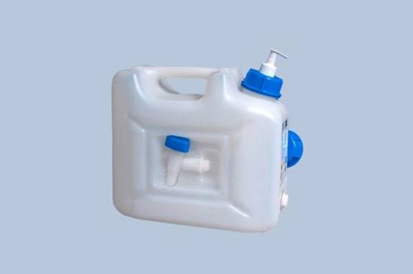 Hygiene-Kanister, 12 l, integrieter Spender für Seife oder  Desinfektionsmittel, VE = 4 Stück
