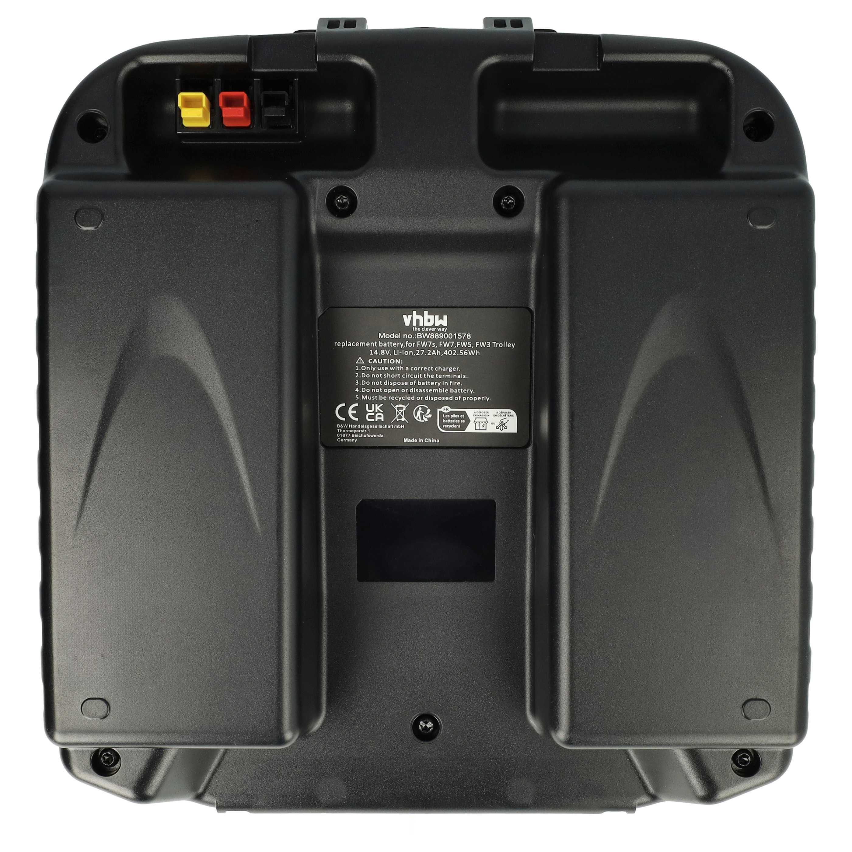 vhbw Akku kompatibel mit Powakaddy FW7s | FW7, Sport, FW5 Elektro-Trolley Caddy (27200 mAh, 14,8 V, Li-Ion, inkl.-2