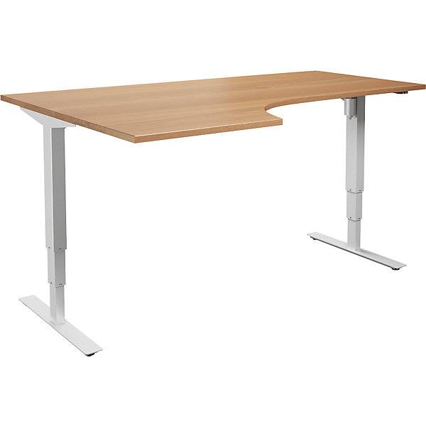 Schreibtisch Atlanta elektrisch höhenverstellbar Ecke BxT 1800 x 1200 mm Buche/weiß links. TAKKT Industrial &-0