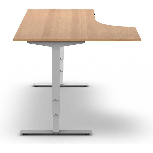 Schreibtisch Atlanta elektrisch höhenverstellbar Ecke BxT 1800 x 1200 mm Buche/weiß links. TAKKT Industrial &-1