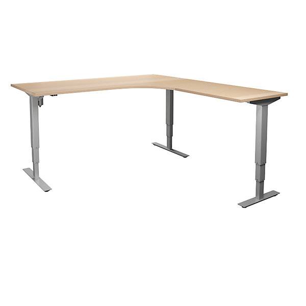 Schreibtisch Atlanta elektrisch höhenverstellbar L-Form BxT 1800 x 2000 mm Birke/silber rechts. TAKKT-0
