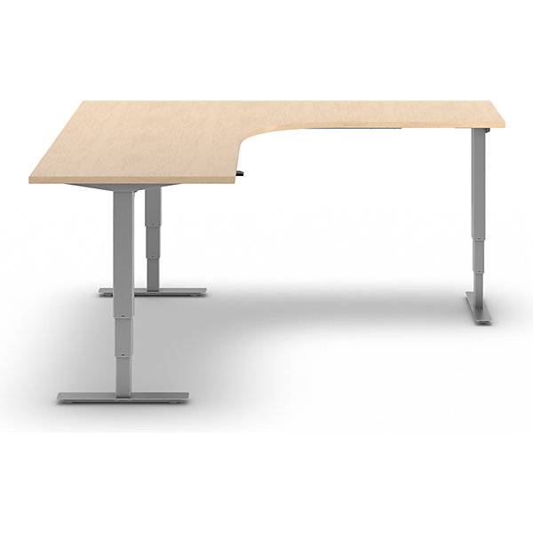 Schreibtisch Atlanta elektrisch höhenverstellbar L-Form BxT 1800 x 2000 mm Birke/silber rechts. TAKKT-1