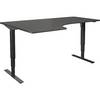 Schreibtisch Atlanta elektrisch höhenverstellbar Ecke BxT 1800 x 1200 mm dunkelgrau/schwarz links. TAKKT