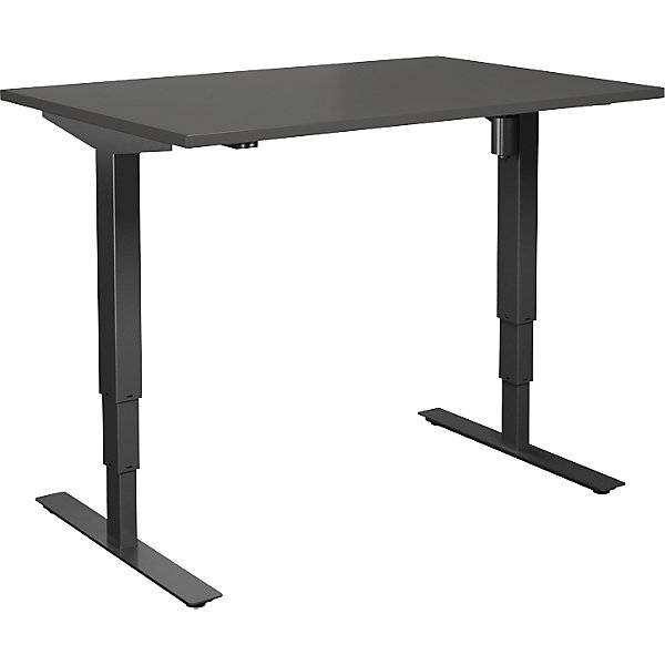 Schreibtisch Atlanta elektrisch höhenverstellbar gerade BxT 1200 x 800 mm dunkelgrau/schwarz. TAKKT Industrial-0