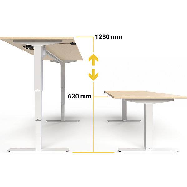 Schreibtisch Atlanta elektrisch höhenverstellbar gerade BxT 1800 x 800 mm Birke/weiß. TAKKT Industrial &-2