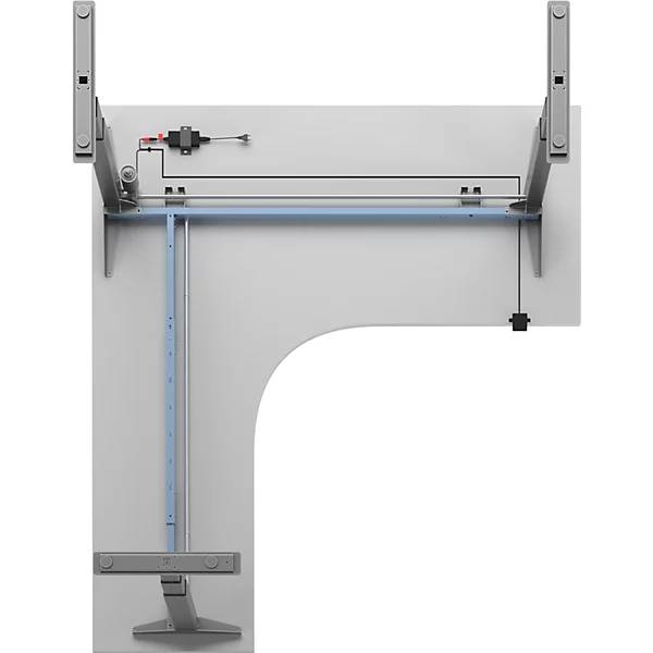 Schreibtisch Atlanta elektrisch höhenverstellbar L-Form BxT 1800 x 2000 mm lichtgrau/silber rechts. TAKKT-1