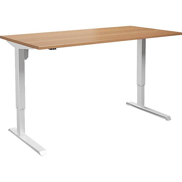 Schreibtisch Venla elektrisch höhenverstellbar gerade BxT 1600 x 800 mm Buche/weiß. TAKKT Industrial &-0
