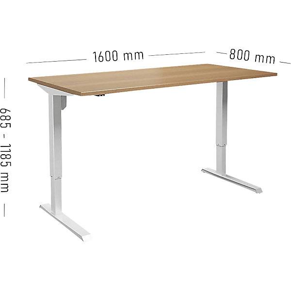 Schreibtisch Venla elektrisch höhenverstellbar gerade BxT 1600 x 800 mm Buche/weiß. TAKKT Industrial &-1