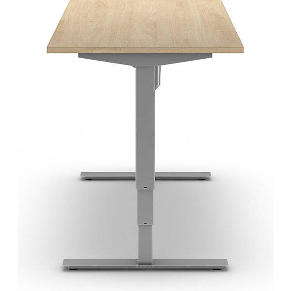 Schreibtisch Atlanta elektrisch höhenverstellbar gerade BxT 1400 x 800 mm Eiche/silber. TAKKT Industrial &-2