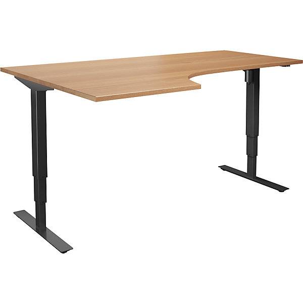 Schreibtisch Atlanta elektrisch höhenverstellbar Ecke BxT 1800 x 1200 mm Buche/schwarz links. TAKKT-0