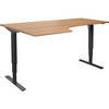 Schreibtisch Atlanta elektrisch höhenverstellbar Ecke BxT 1800 x 1200 mm Buche/schwarz links. TAKKT