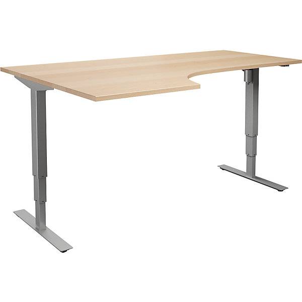 Schreibtisch Atlanta elektrisch höhenverstellbar Ecke BxT 1800 x 1200 mm Birke/silber links. TAKKT Industrial-0