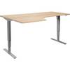 Schreibtisch Atlanta elektrisch höhenverstellbar Ecke BxT 1800 x 1200 mm Birke/silber links. TAKKT Industrial