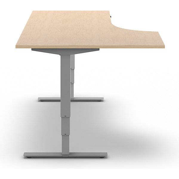 Schreibtisch Atlanta elektrisch höhenverstellbar Ecke BxT 1800 x 1200 mm Birke/silber links. TAKKT Industrial-1