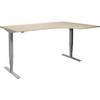 Schreibtisch Atlanta elektrisch höhenverstellbar Ecke BxT 1800 x 1200 mm Eiche/silber rechts. TAKKT