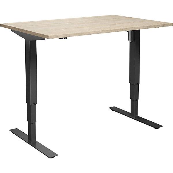 Schreibtisch Atlanta elektrisch höhenverstellbar gerade BxT 1200 x 800 mm Eiche/schwarz. TAKKT Industrial &-0