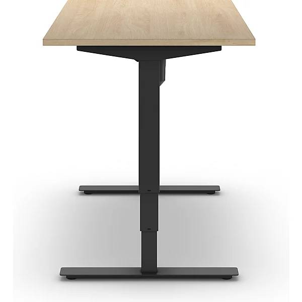 Schreibtisch Atlanta elektrisch höhenverstellbar gerade BxT 1200 x 800 mm Eiche/schwarz. TAKKT Industrial &-1