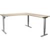 Schreibtisch Atlanta elektrisch höhenverstellbar L-Form BxT 1800 x 2000 mm Eiche/silber rechts. TAKKT