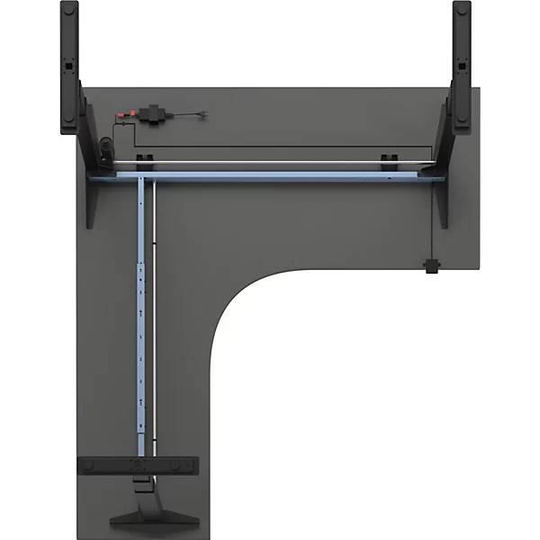 Schreibtisch Atlanta elektrisch höhenverstellbar L-Form BxT 1800 x 2000 mm dunkelgrau/schwarz rechts. TAKKT-1