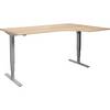 Schreibtisch Atlanta elektrisch höhenverstellbar Ecke BxT 1800 x 1200 mm Birke/silber rechts. TAKKT