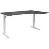 Schreibtisch Venla elektrisch höhenverstellbar Ecke BxT 1800 x 1200 mm dunkelgrau/weiß rechts. TAKKT