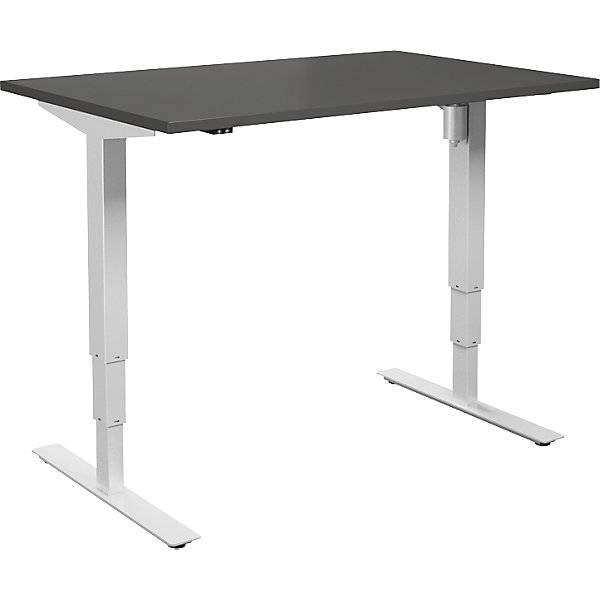 Schreibtisch Atlanta elektrisch höhenverstellbar gerade BxT 1200 x 800 mm dunkelgrau/weiß. TAKKT Industrial &