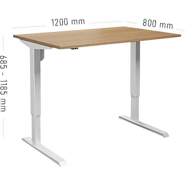 Schreibtisch Venla elektrisch höhenverstellbar gerade BxT 1200 x 800 mm Buche/weiß. TAKKT Industrial &-1