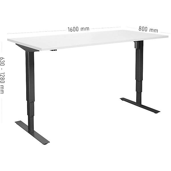 Schreibtisch Atlanta elektrisch höhenverstellbar gerade BxT 1600 x 800 mm weiß/schwarz. TAKKT Industrial &-1