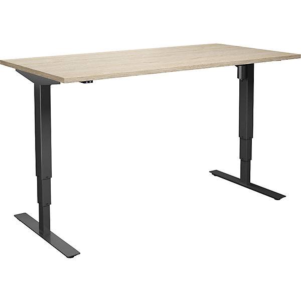 Schreibtisch Atlanta elektrisch höhenverstellbar gerade BxT 1800 x 800 mm Eiche/schwarz. TAKKT Industrial &