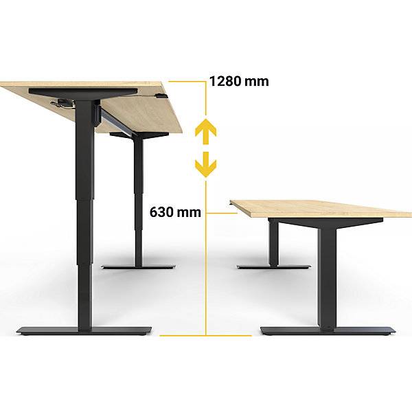 Schreibtisch Atlanta elektrisch höhenverstellbar gerade BxT 1800 x 800 mm Eiche/schwarz. TAKKT Industrial &-2