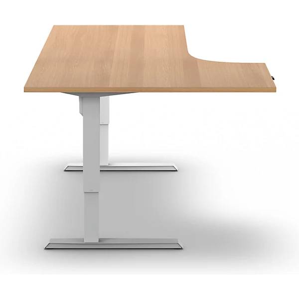 Schreibtisch Venla elektrisch höhenverstellbar Ecke BxT 1800 x 1200 mm Buche/weiß links. TAKKT Industrial &-1