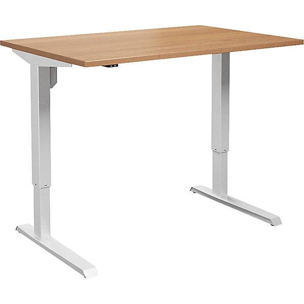 Schreibtisch Venla elektrisch höhenverstellbar gerade BxT 1400 x 800 mm Buche/weiß. TAKKT Industrial &