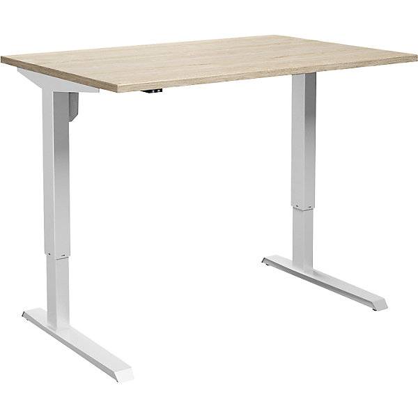 Schreibtisch Venla elektrisch höhenverstellbar gerade BxT 1400 x 800 mm Eiche/weiß. TAKKT Industrial &-0