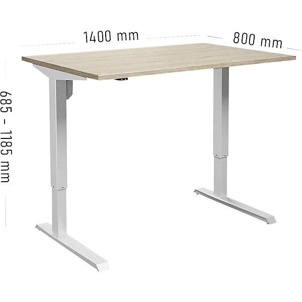 Schreibtisch Venla elektrisch höhenverstellbar gerade BxT 1400 x 800 mm Eiche/weiß. TAKKT Industrial &-1