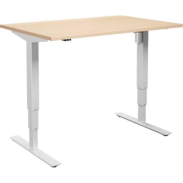 Schreibtisch Atlanta elektrisch höhenverstellbar gerade BxT 1200 x 800 mm Birke/weiß. TAKKT Industrial &