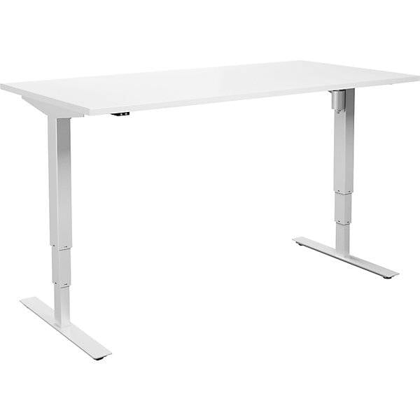 Schreibtisch Atlanta elektrisch höhenverstellbar gerade BxT 1600 x 800 mm weiß/weiß. TAKKT Industrial &