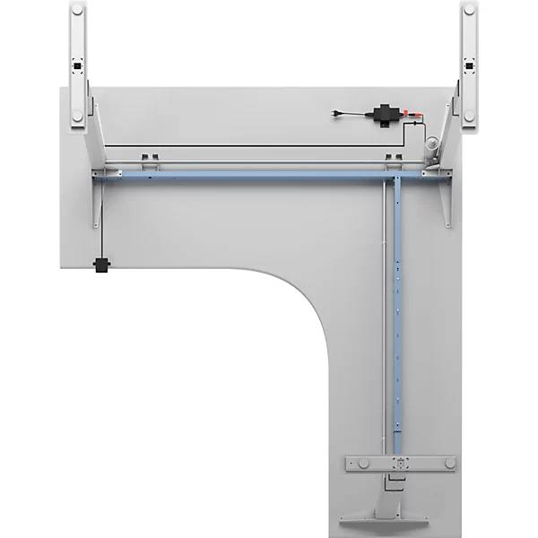 Schreibtisch Atlanta elektrisch höhenverstellbar L-Form BxT 1800 x 2000 mm lichtgrau/weiß links. TAKKT-1