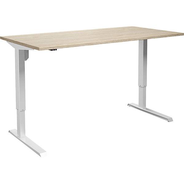 Schreibtisch Venla elektrisch höhenverstellbar gerade BxT 1800 x 800 mm Eiche/weiß. TAKKT Industrial &