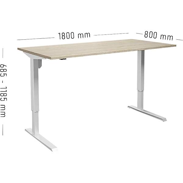 Schreibtisch Venla elektrisch höhenverstellbar gerade BxT 1800 x 800 mm Eiche/weiß. TAKKT Industrial &-1