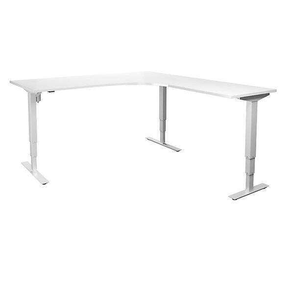 Schreibtisch Atlanta elektrisch höhenverstellbar L-Form BxT 1800 x 2000 mm weiß/weiß rechts. TAKKT Industrial-0