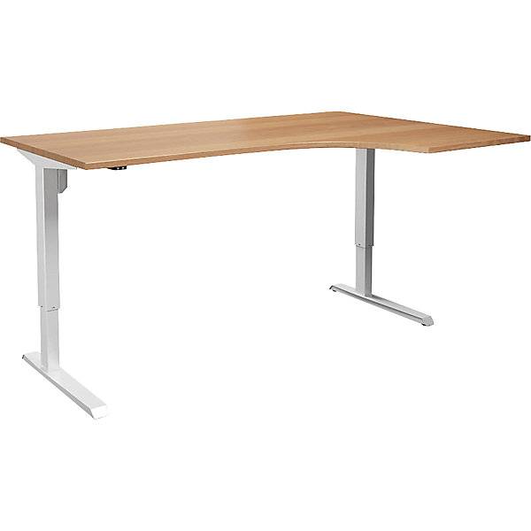 Schreibtisch Venla elektrisch höhenverstellbar Ecke BxT 1800 x 1200 mm Buche/weiß rechts. TAKKT Industrial &