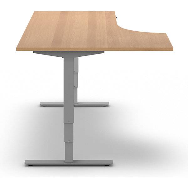 Schreibtisch Atlanta elektrisch höhenverstellbar Ecke BxT 1800 x 1200 mm Buche/silber links. TAKKT Industrial-1