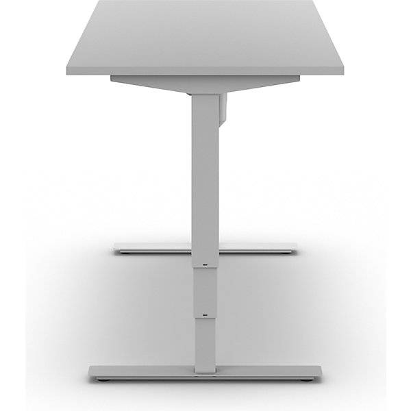 Schreibtisch Atlanta elektrisch höhenverstellbar gerade BxT 1400 x 800 mm lichtgrau/weiß. TAKKT Industrial &-2